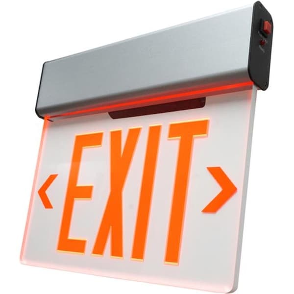 Nicor Lighting Nicor Lighting EXL2-10UNV-AL-CL-R-1 12.75 in. Edge Lit LED Emergency Exit Sign; Clear & Red EXL2-10UNV-AL-CL-R-1 - main